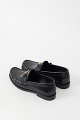 Celine Black & Gold Leather Luco Triomphe Loafer