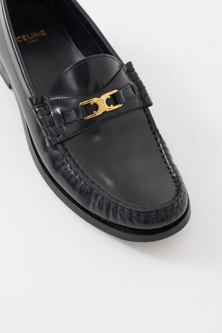 Celine Black & Gold Leather Luco Triomphe Loafer