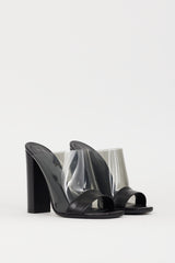 Celine Black PVC & Leather Heeled Mule