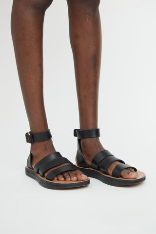 Celine Beige & Black Ankle Strap Sandal