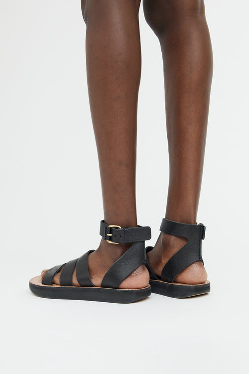 Celine Beige & Black Ankle Strap Sandal