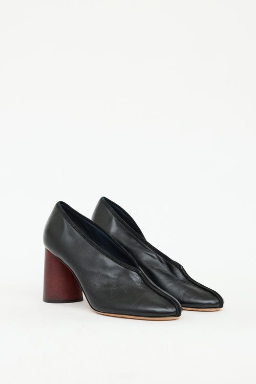 Celine Black & Brown Leather Centre Seam Heel