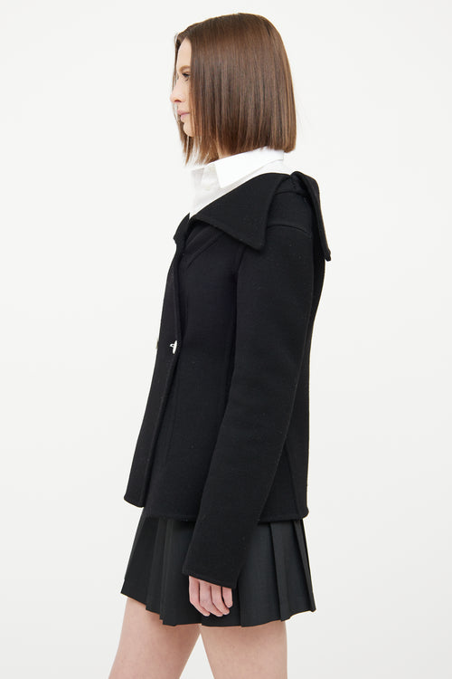Celine Black Wool Off Shoulder Jacket