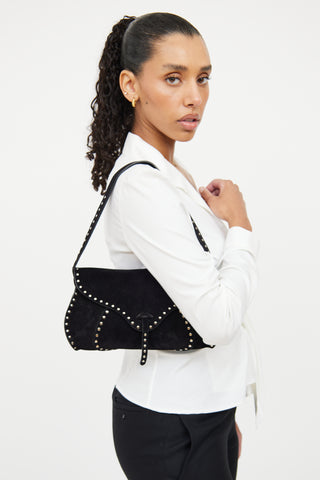 Celine Black Suede Studded Bag
