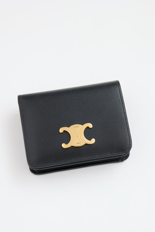 Celine Leather Triomphe Bi-Fold Wallet