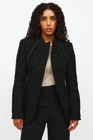 Celine Black Wool Tweed Pattern Jacket