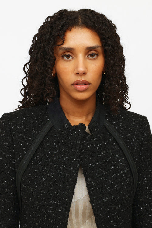 Celine Black Wool Tweed Pattern Jacket
