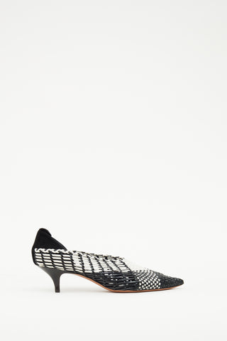 Celine Black & White Woven Heel