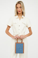 Celine Denim & Brown Leather Mini Vertical Cabas Bag