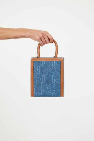 Celine Denim & Brown Leather Mini Vertical Cabas Bag