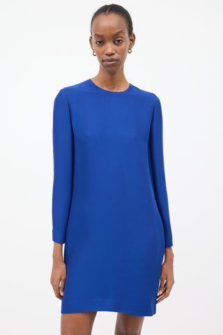 Celine Blue Silk Mini Shift Dress