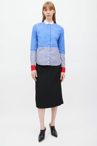 Celine Blue & Multicolour Striped Shirt