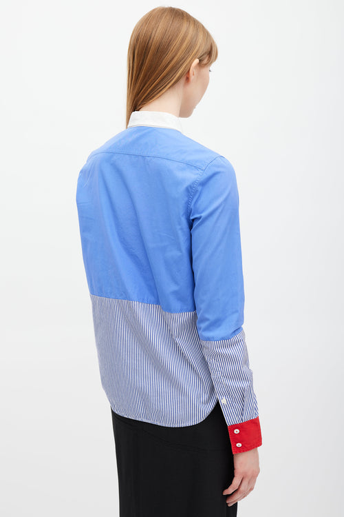 Celine Blue & Multicolour Striped Shirt