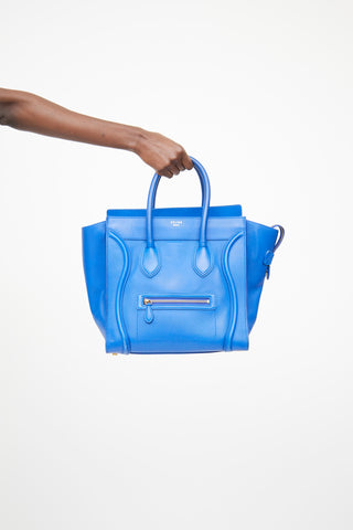 Celine Blue Medium Luggage Tote Bag