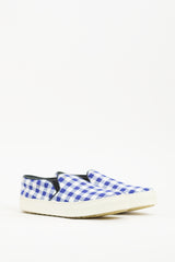 Celine Navy & White Plaid Slip On Sneaker