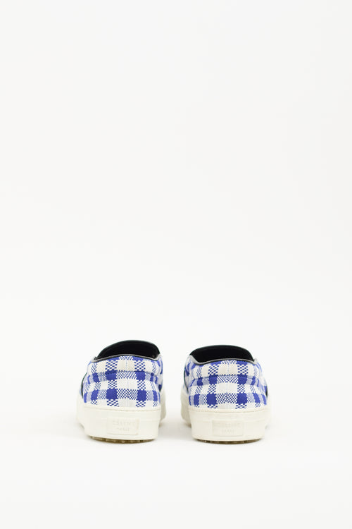 Celine Navy & White Plaid Slip On Sneaker