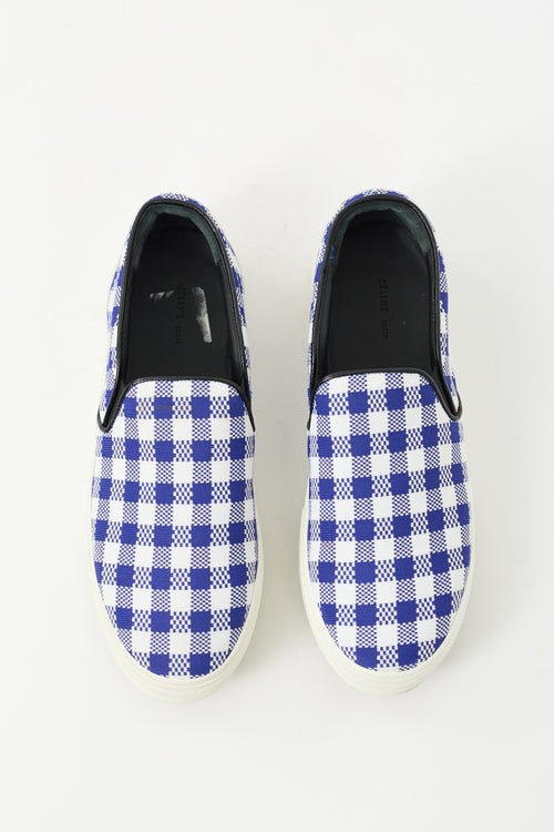 Celine Navy & White Plaid Slip On Sneaker