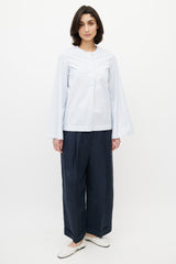 Celine Blue & White Pinstripe Cotton Shirt
