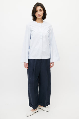 Celine Blue & White Pinstripe Cotton Shirt