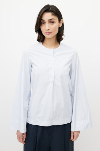 Celine Blue & White Pinstripe Cotton Shirt