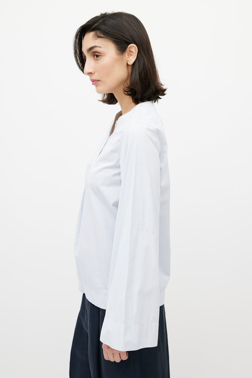 Celine Blue & White Pinstripe Cotton Shirt