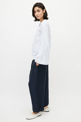 Celine Blue & White Pinstripe Cotton Shirt