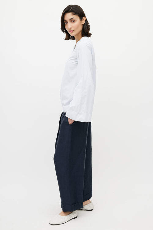 Celine Blue & White Pinstripe Cotton Shirt