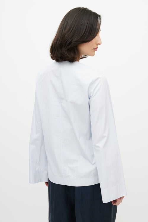 Celine Blue & White Pinstripe Cotton Shirt