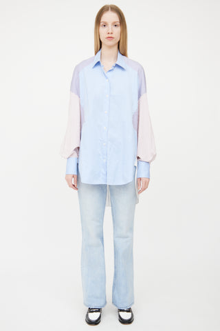 Celine Multi Striped Panel Button Up Shirt