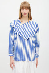 Celine Blue & White Striped Folded Top
