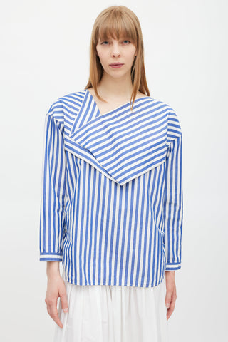 Celine Blue & White Striped Folded Top