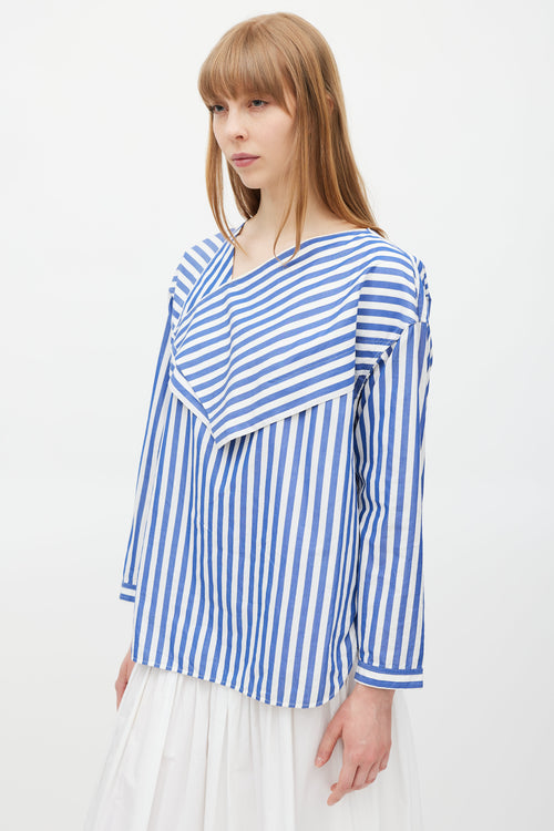 Celine Blue & White Striped Folded Top