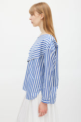 Celine Blue & White Striped Folded Top