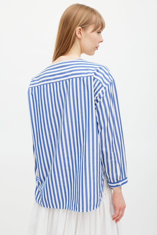 Celine Blue & White Striped Folded Top