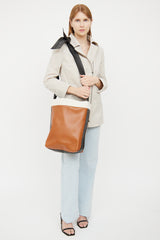 Celine Brown & Black Band Twisted Cabas Bag