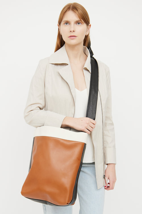 Celine Brown & Black Band Twisted Cabas Bag