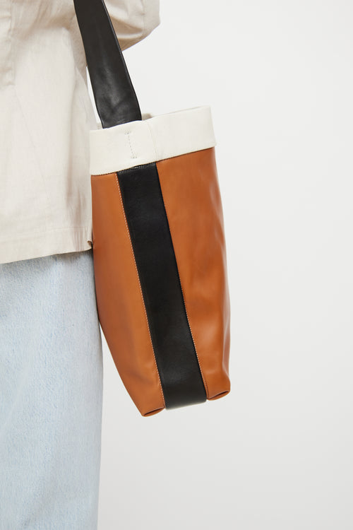 Celine Brown & Black Band Twisted Cabas Bag