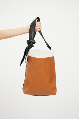 Celine Brown & Black Band Twisted Cabas Bag