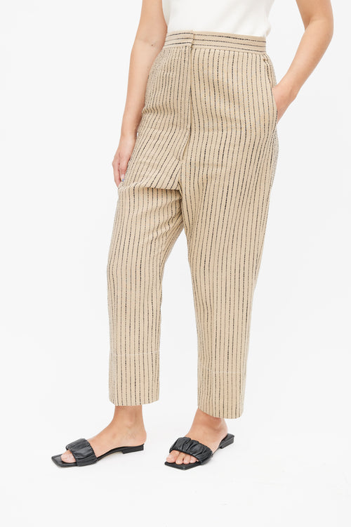 Celine Brown & Black Linen Stripe Trouser