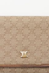 Celine Vintage Brown Canvas Triomphe Monogram Wallet