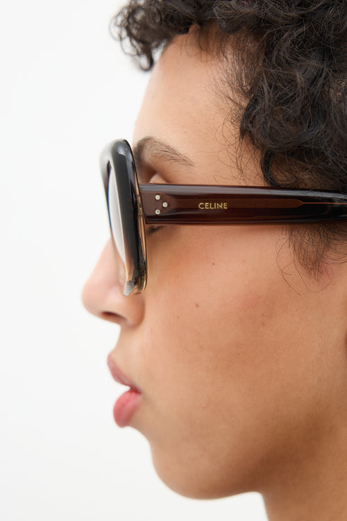 Celine Brown & Clear CL401621 Square Sunglasses