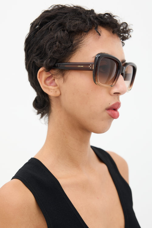 Celine Brown & Clear CL401621 Square Sunglasses