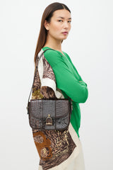 Celine Brown & Gold Leather Embossed Bag