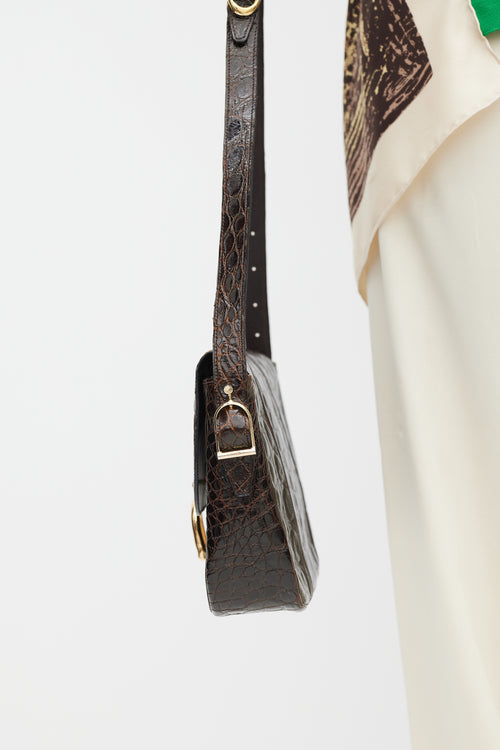 Celine Brown & Gold Leather Embossed Bag