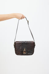 Celine Brown & Gold Leather Embossed Bag