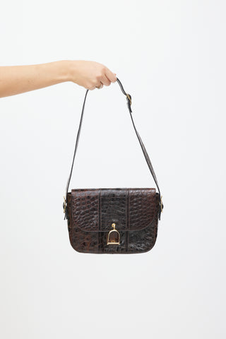 Celine Brown & Gold Leather Embossed Bag