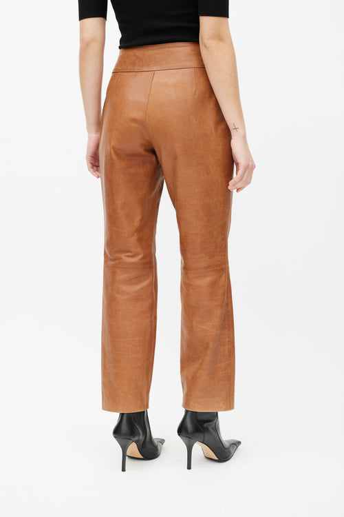 Celine Brown Leather Belted Trouser