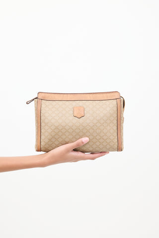 Celine Brown Leather Monogram Pouch