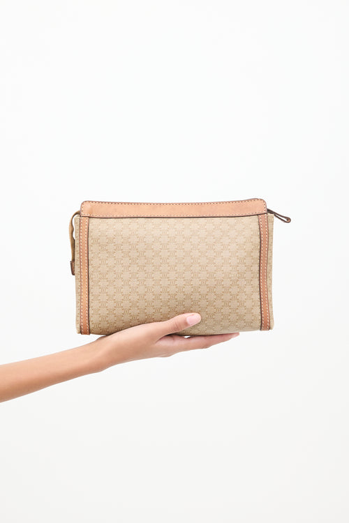 Celine Brown Leather Monogram Pouch