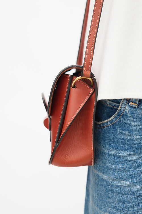 Celine Brown Leather Small Tab Crossbody Bag